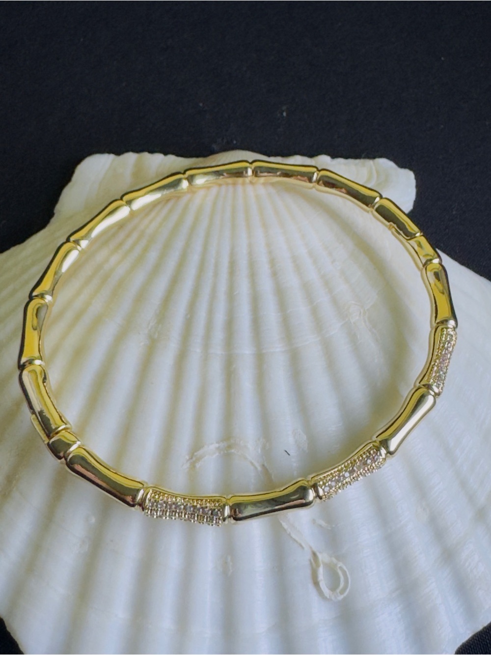 Gold Bamboo-Style Women’s Bangle Bracelet
